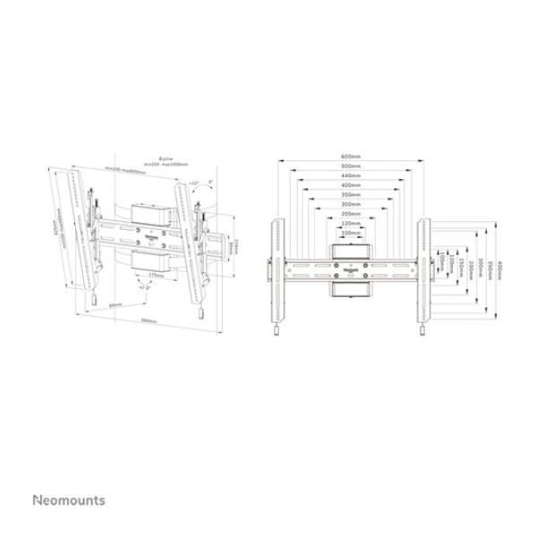 Neomounts wl35s-910bl16 supporto tv per colonna 40-75" - inclinabile - bloccabile - diam. 25-100 cm - verticale