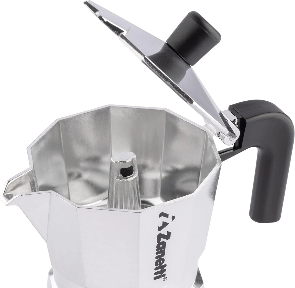 Moka Zanetti Mama 2 Tazze Alluminio Nero Antigoccia