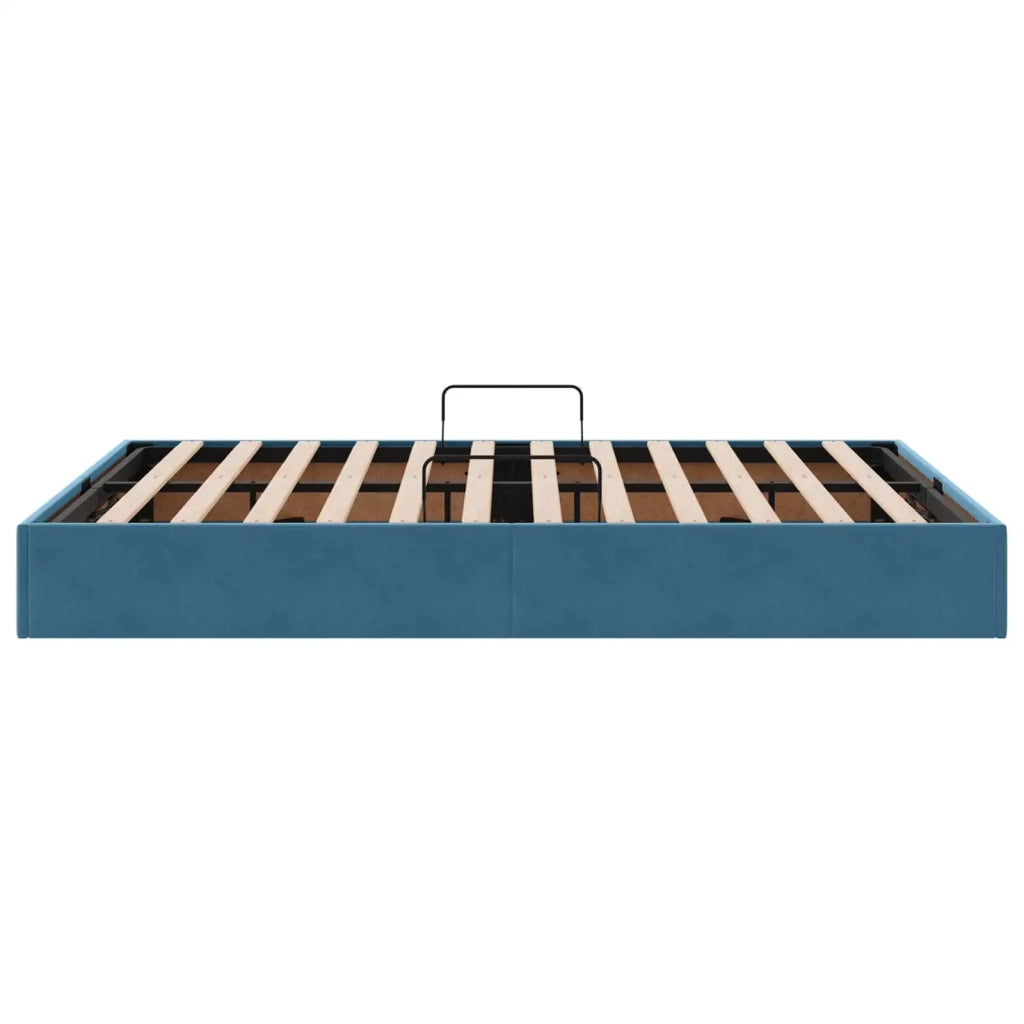 Letto ottomano con archiviazione Blu Scuro 140 x 190 cm Velluto