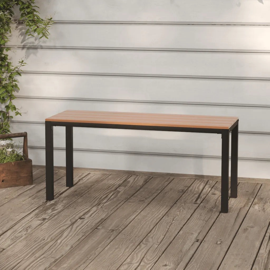 Panchina da Giardino | Panca da Giardino 110 cm Marrone e Nera in Acciaio e WPC