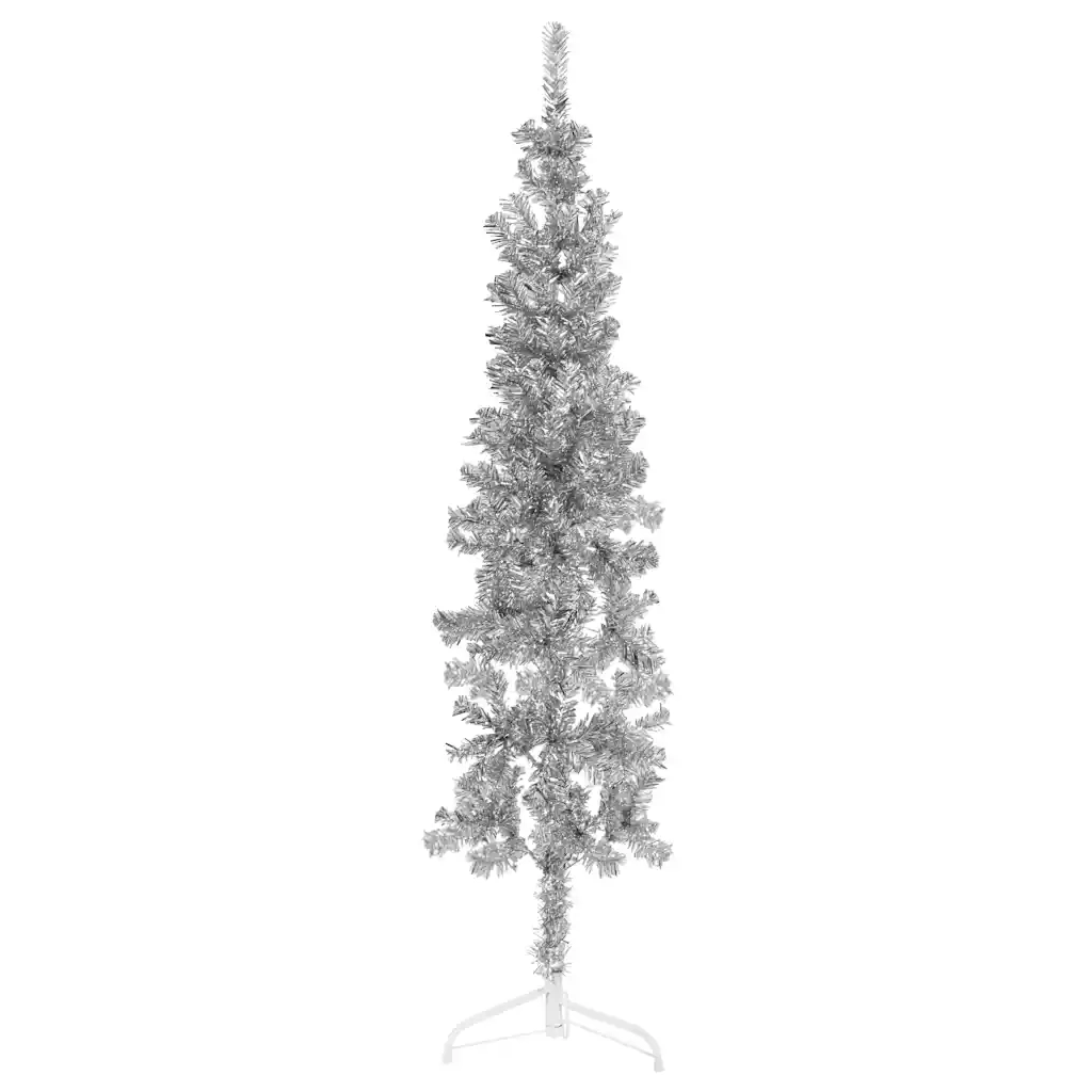 Albero Natale Artificiale Sottile a MetÃ  Supporto Argento 180cm cod mxl 20374