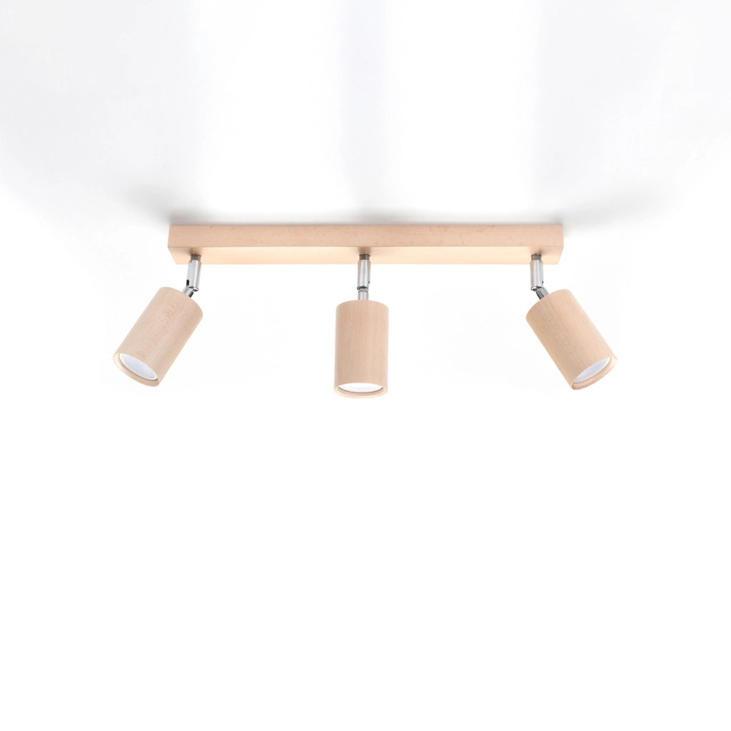 Plafoniera MONTAN 3 spot legno naturale cromo Pure Lume