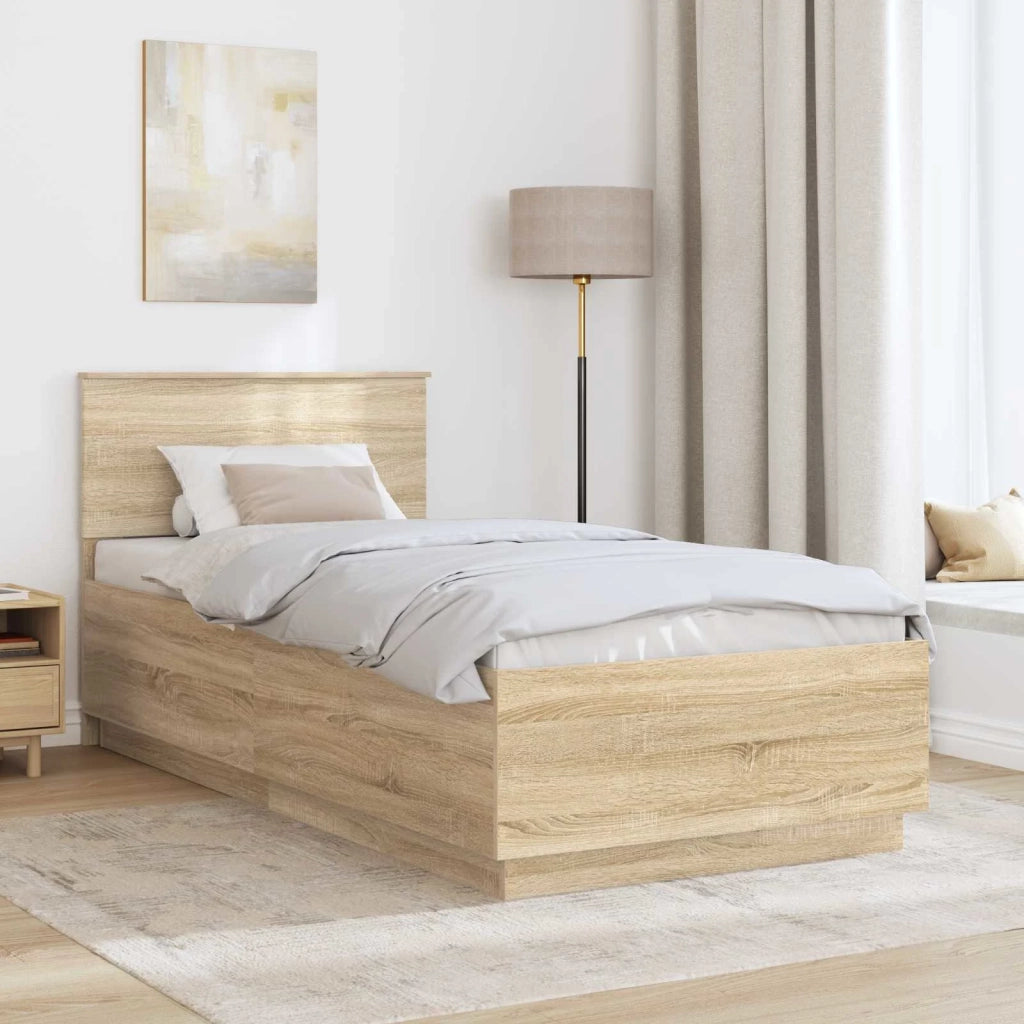 Struttura del letto Rovere Sonoma 90 x 190 cm Legno multistrato