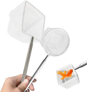 Kit di 2 setacci per acquario con manico telescopico in acciaio inossidabile, 22-41 cm, rete nylon a maglia fine, per pulizia e trasferimento di pesci