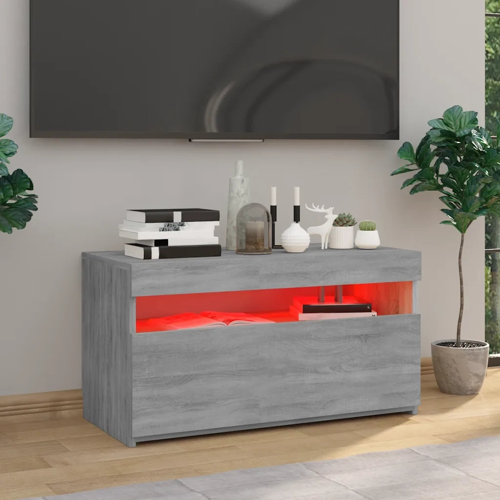 Mobile TV | Armadietto TV | Mobile Porta TV con Luci LED Grigio Sonoma 75x35x40 cm