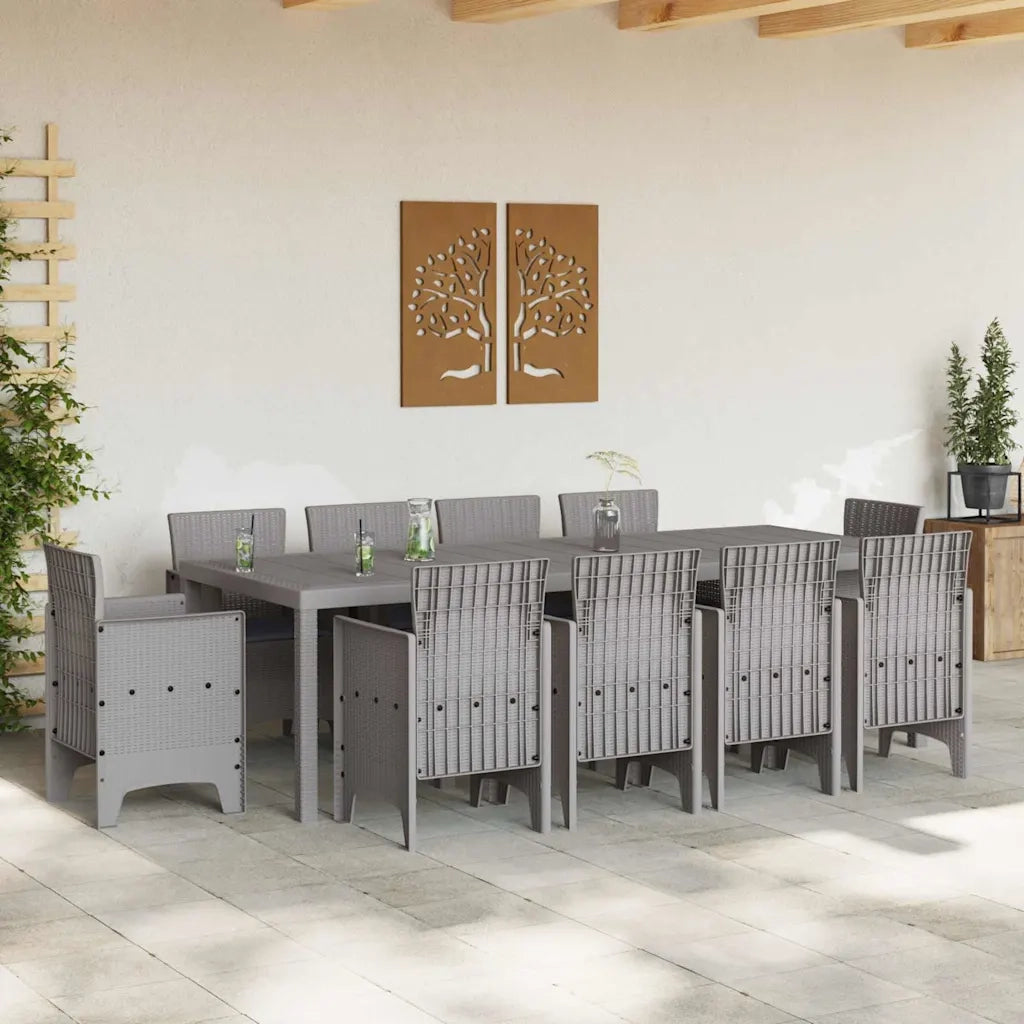 Set da Pranzo per Giardino 11 pcs Grigio chiaro Polipropilene