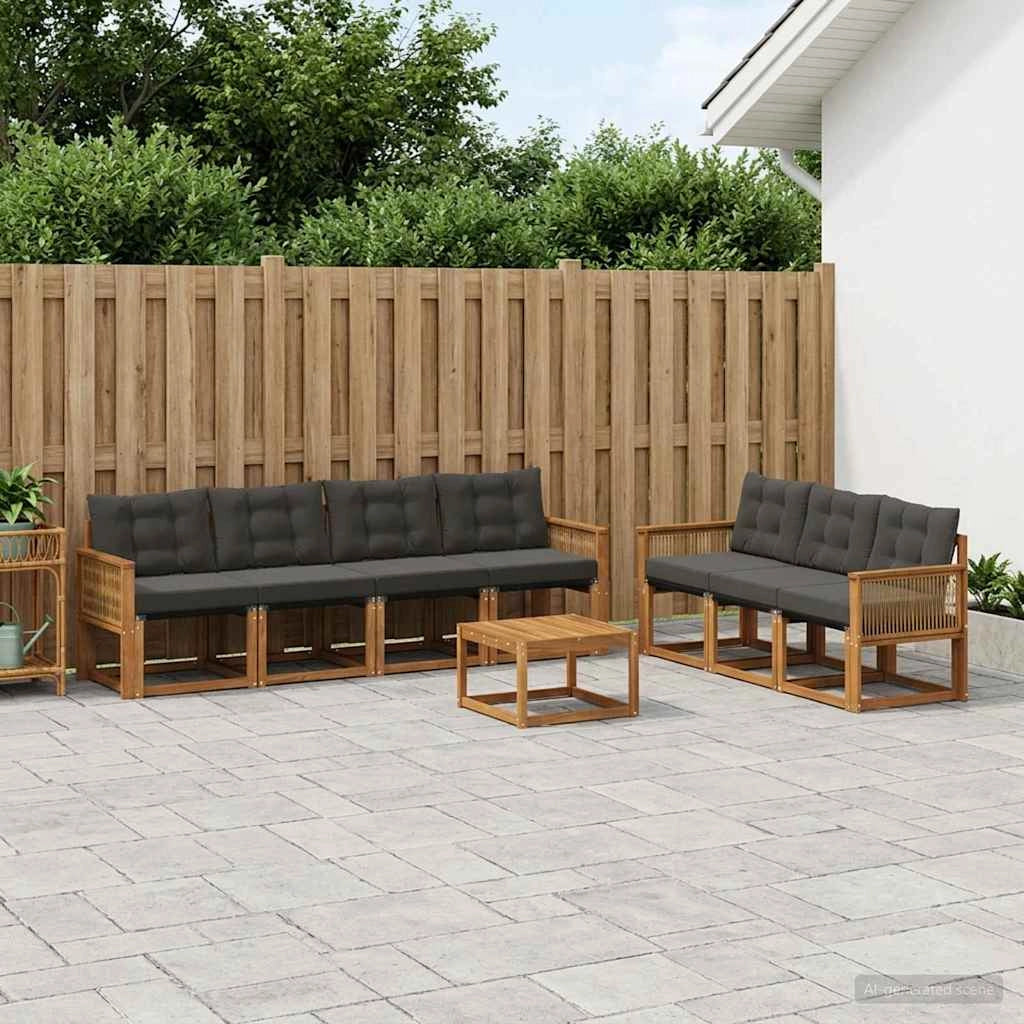 Set di divani da esterno 8 pz Naturale e Nero 3381828