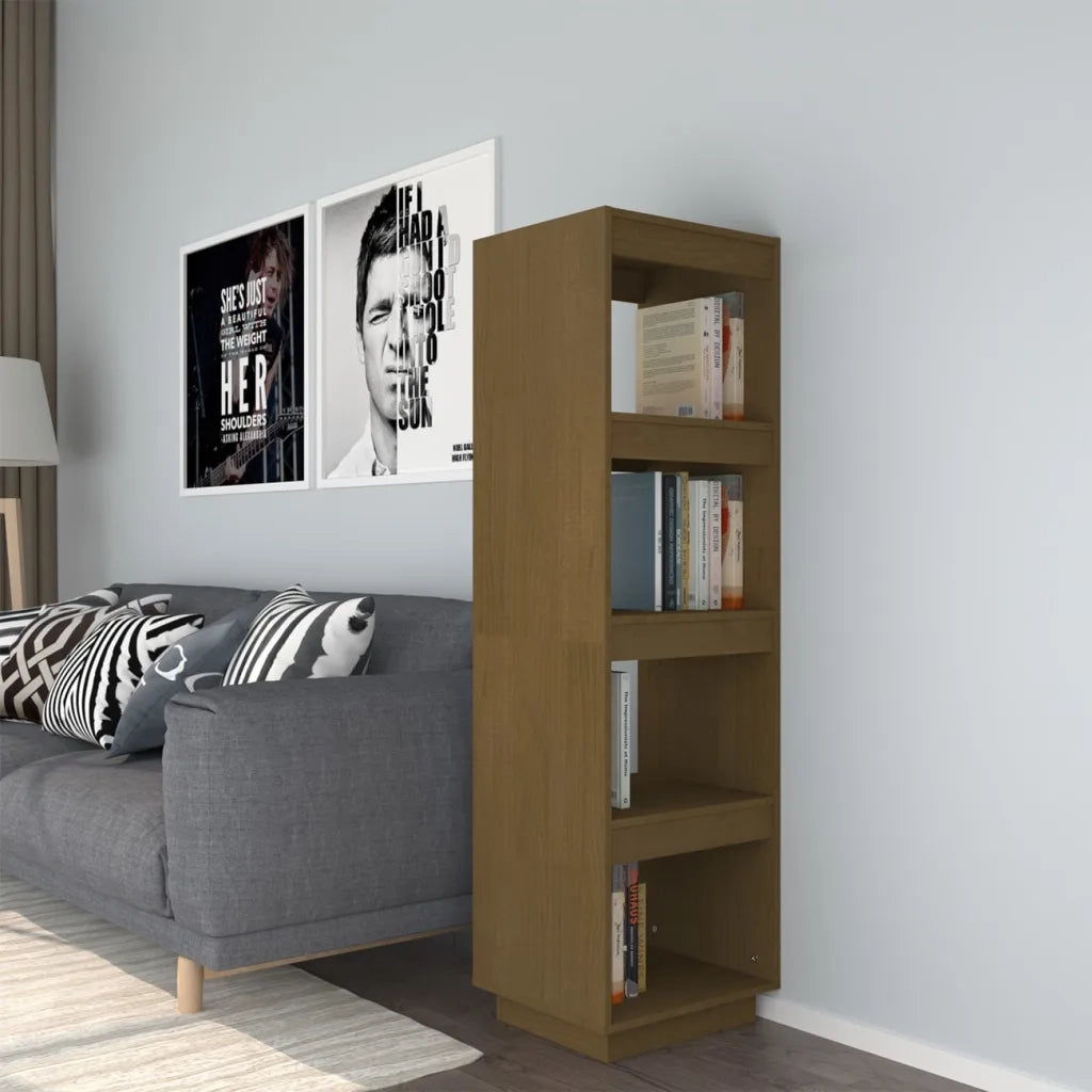 Libreria Divisorio-Scaffale per Libri-Mobile di Stoccaggio Ambra 40x35x135 cm in Legno Massello di Pino