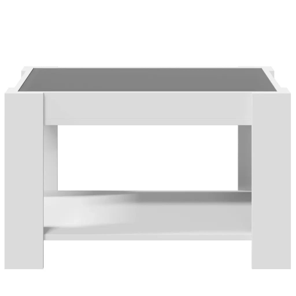 Tavolino Salotto con LED Bianco 73x53x45 cm Legno Multistrato 847546