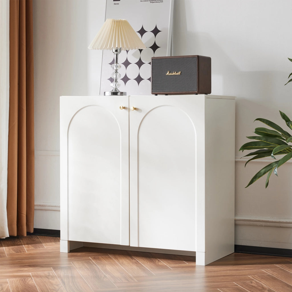 Credenza con 2 ante; sistema antiribaltamento - per camera da letto - 80×40×80 cm - bianco