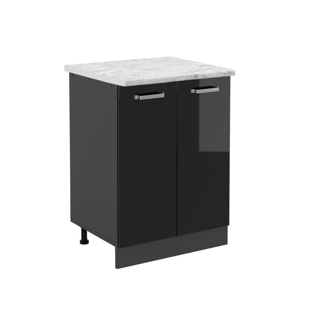 Vicco Mobiletto base cucina Nero lucido 60 cm PL Marmo
