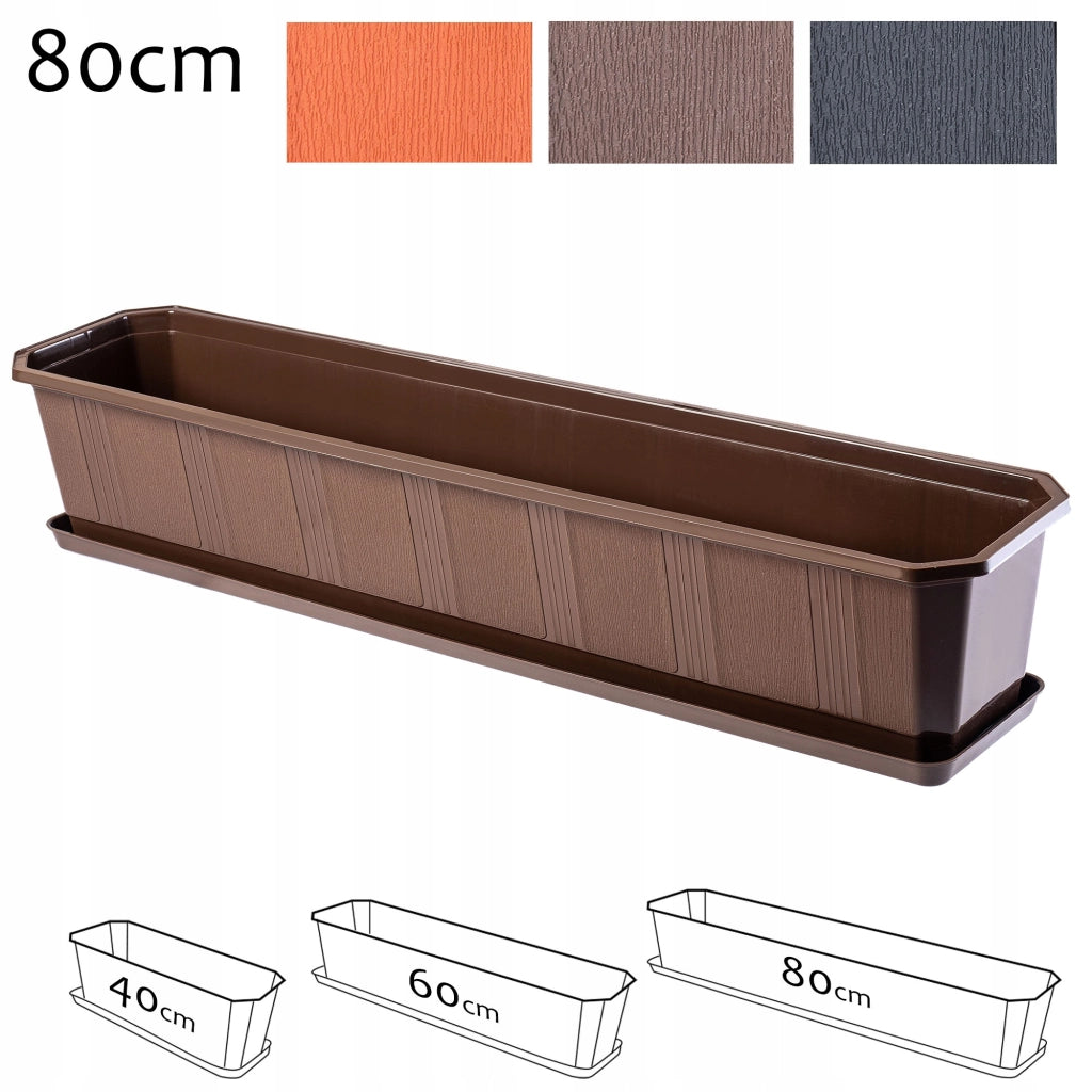 Vaso da fiori per balcone KADAX da 80 cm con supporto e balaustra.