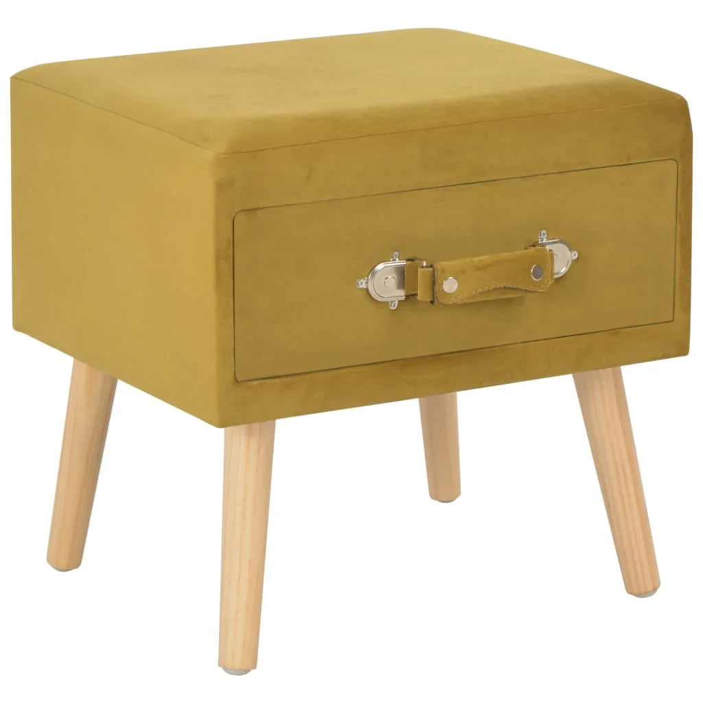 Comodino verde senape 40x35x40 cm velluto 1402066