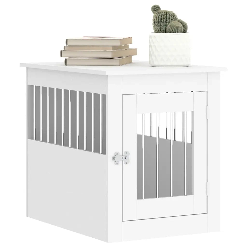 Gabbia Cani da Arredamento Bianca 55x75x65cm Legno Multistrato 838316