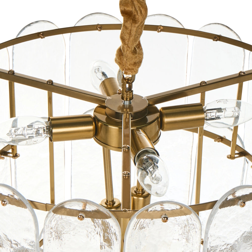 Lampadario in ottone, metallo e vetro ⌀ 48 cm Lampada a sospensione stile glamour
