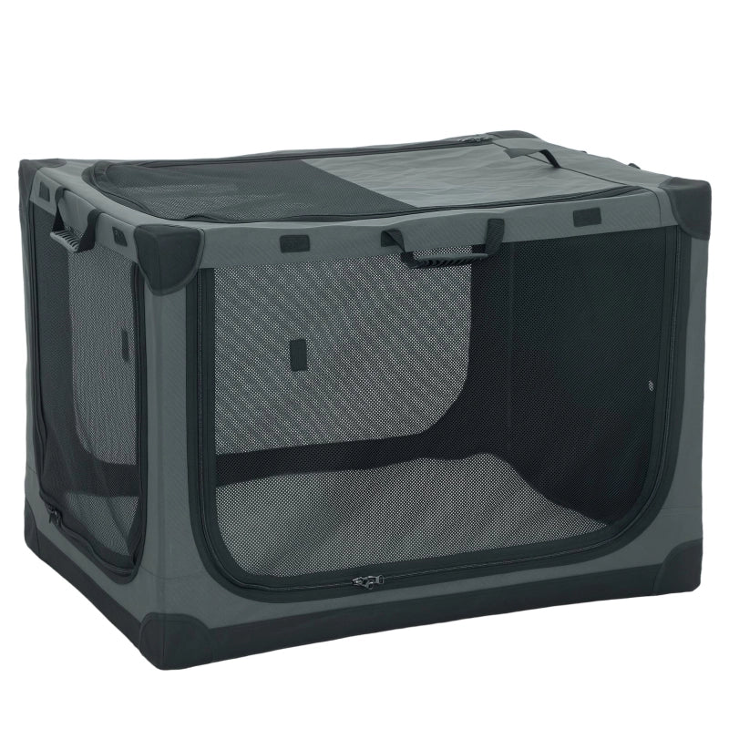 Gabbia pieghevole per cani, trasportino per cani con cuscino sfoderabile e lavabile, rivestimento in tessuto Oxford, per cani fino a 30 kg, grigio.