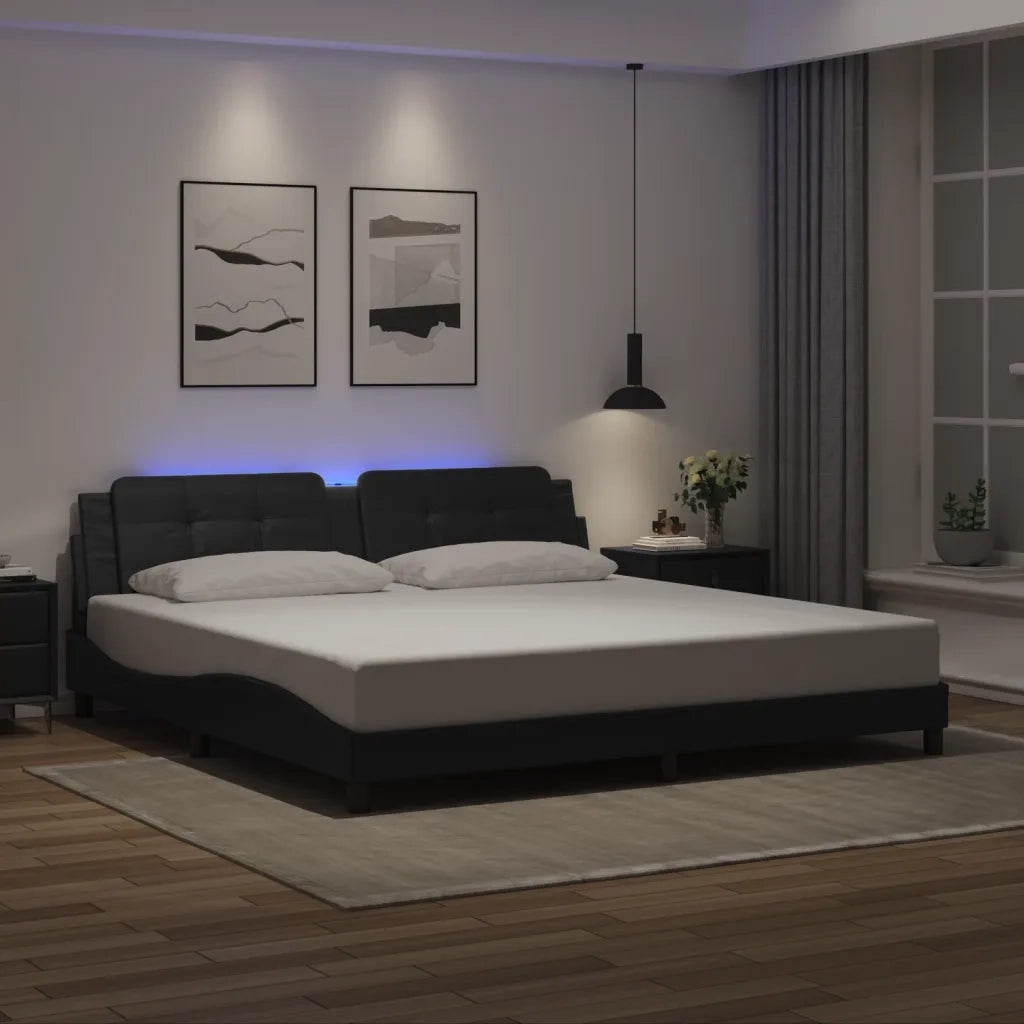 Giroletto con LED senza Materasso Zadar Nero 200x200 cm 3214131