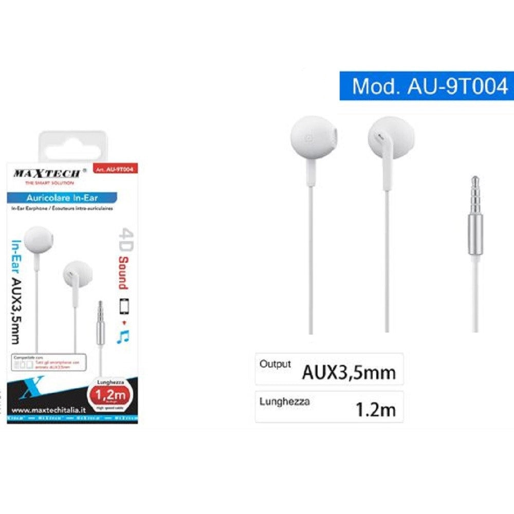 Trade Shop - Cuffie Auricolari In-ear Connettore Aux 3,5mm Per Smartphone Suono 4d Au-9t004 -