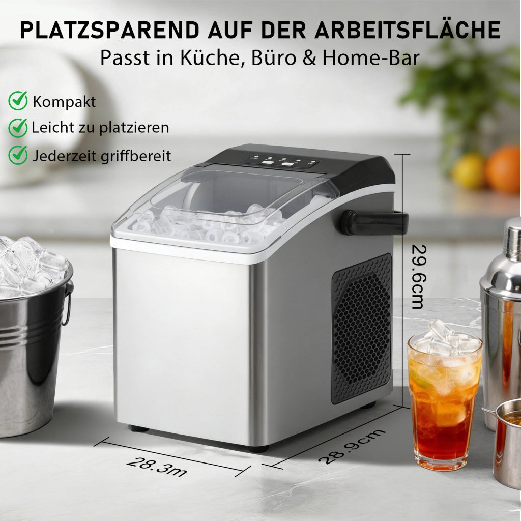 ZMH Macchina per il ghiaccio 1,3L 125W produce 6 cubetti di ghiaccio in 9 minuti 14 kg/24 ore per cucina e bar