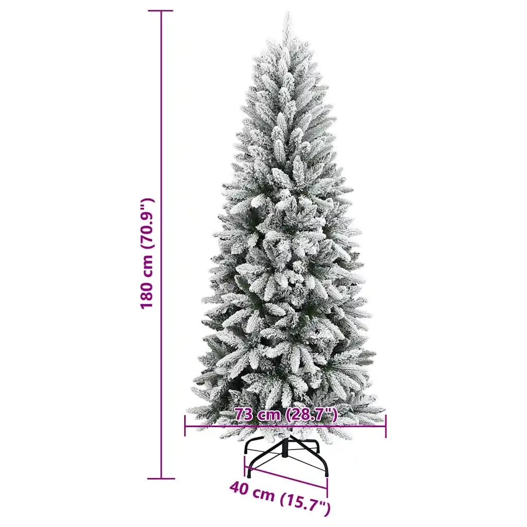 Albero di Natale Artificiale-Albero Natalizio con Neve Floccata 180 cm PVC e PE