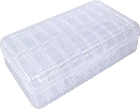 Set di Organizzazione per Filo di Perle - 19 pezzi - Translucido - Plastica - Coperchio a Cardine - Scatola di Organizzazione