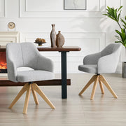 SEDIA Girevole Set da 2 pezzi Tessuto Grigio Chiaro Strutturato Legno Massello