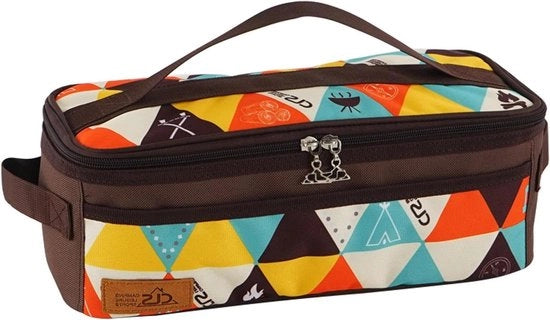 Organizzatore per la cucina Tas da campeggio - Borsa portatile per utensili, accessori digitali e altro (Marrone a forma di triangolo)