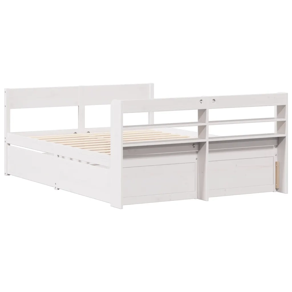 Letto senza Materasso Bianco 140x190 cm Legno Massello di Pino 3307135