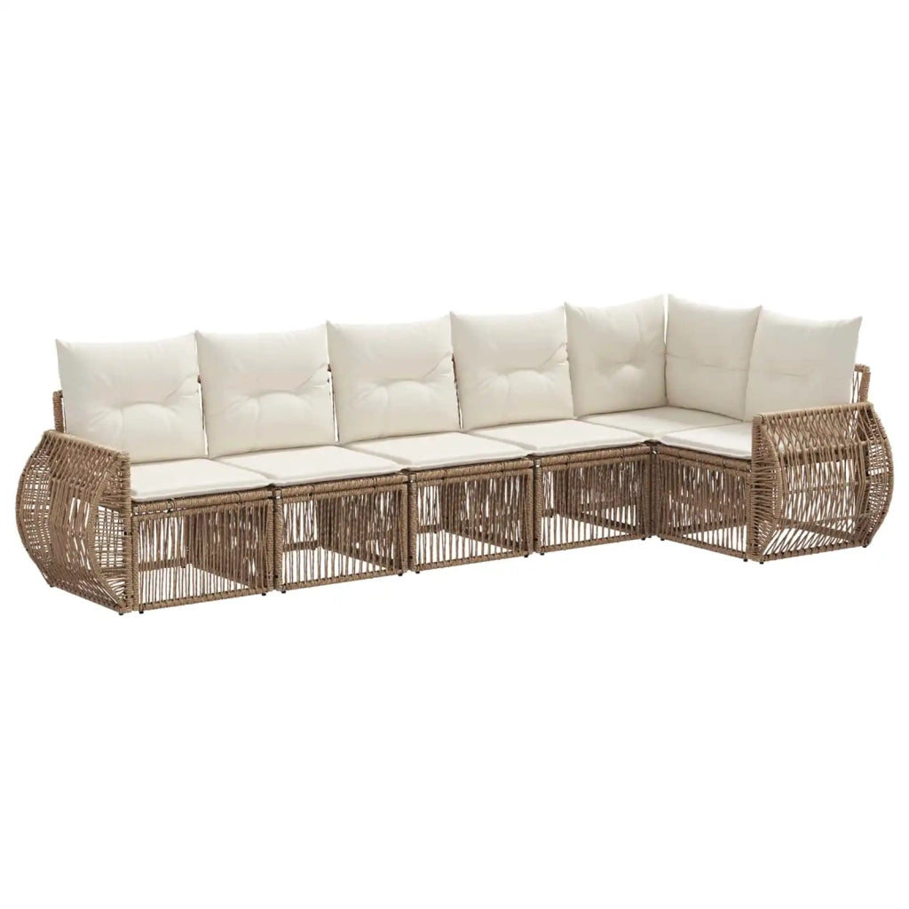 Set Divano da Giardino 6 pcs Beige e Bianco Crema polyrattan 3435423
