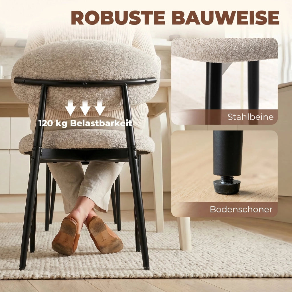 Sedia da pranzo imbottita ¨C Zephmum ¨C Beige, gambe in metallo