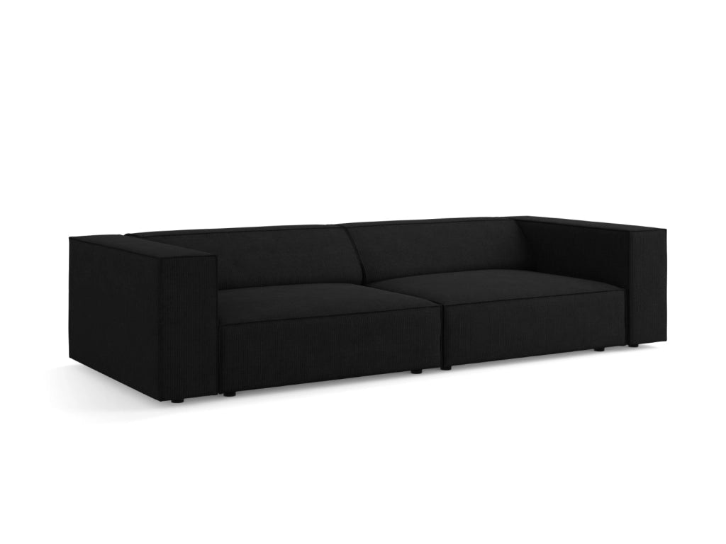 Cosmopolitan Design - Divano "Arendal" 4 posti in ciniglia con effetto a coste nero 