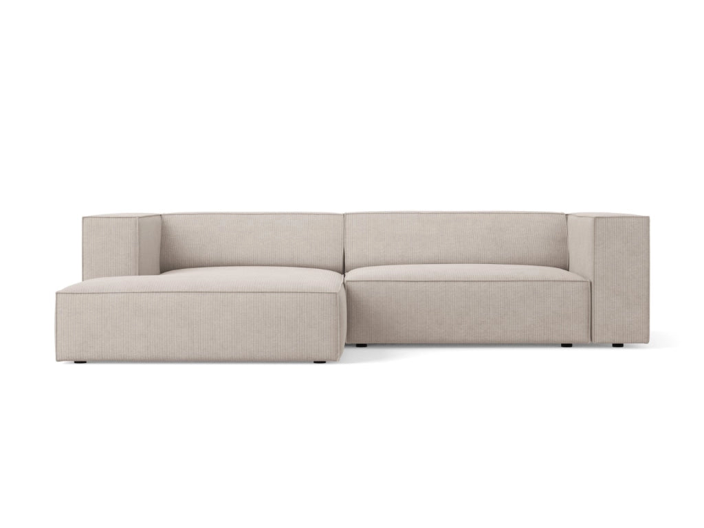 Cosmopolitan Design - Divano angolare sinistro "Arendal" 3 posti in ciniglia con effetto a coste beige scuro 