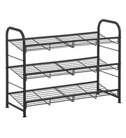 Scarpiera a 3 ripiani scaffale impilabile per un massimo di 12 paia di scarpe metallo 68,5 x 27,5 x 49,5 cm per tacchi alti scarpe da ginnastica pantofole nell'ingresso nero lmr066b01 12_0002630