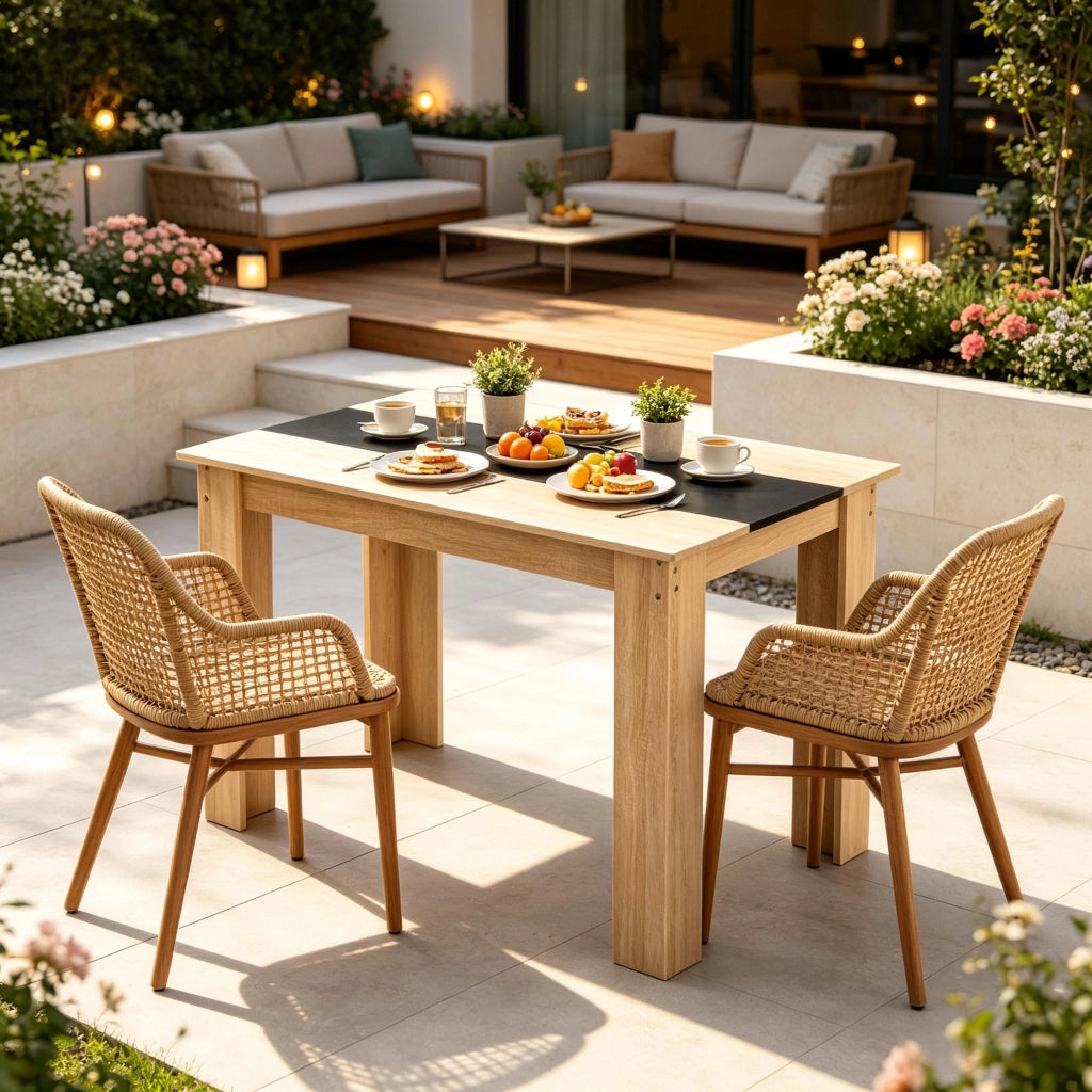TAVOLO da pranzo 120 x 69 x 75 cm in truciolare Eiche e nero