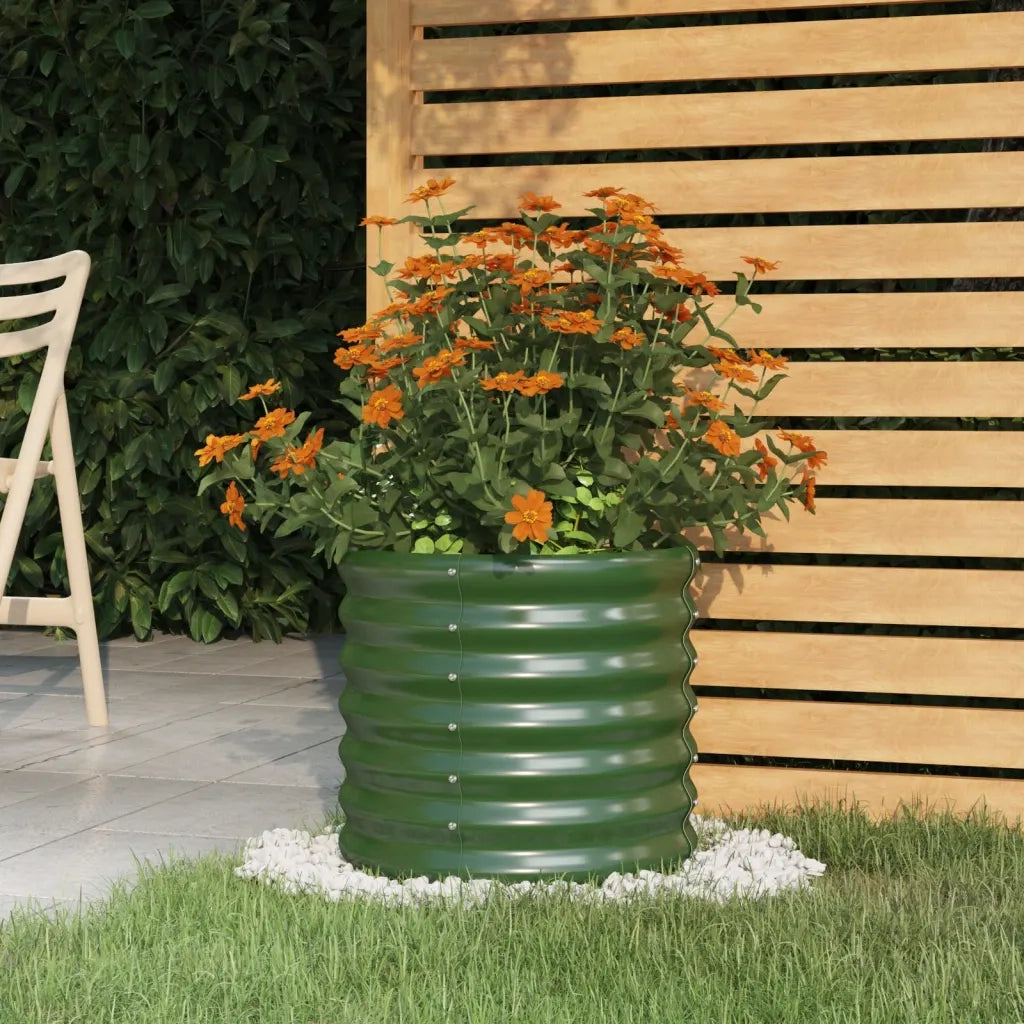 Fioriere | Cassetta per fiori | Vaso da Giardino Acciaio Zincato 40x40x36 cm Verde