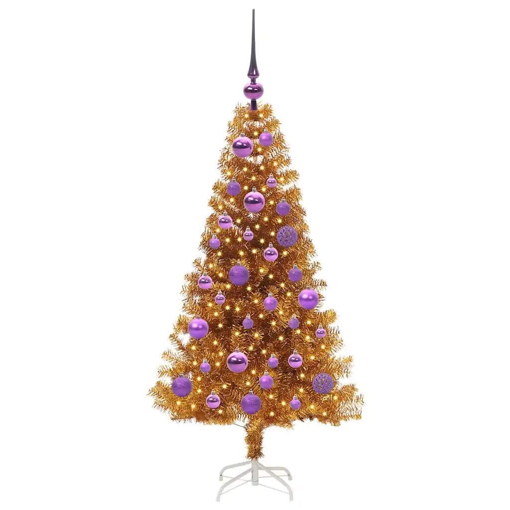 Albero di Natale con 150 LED con supporto Oro 120 cm PET 3396609
