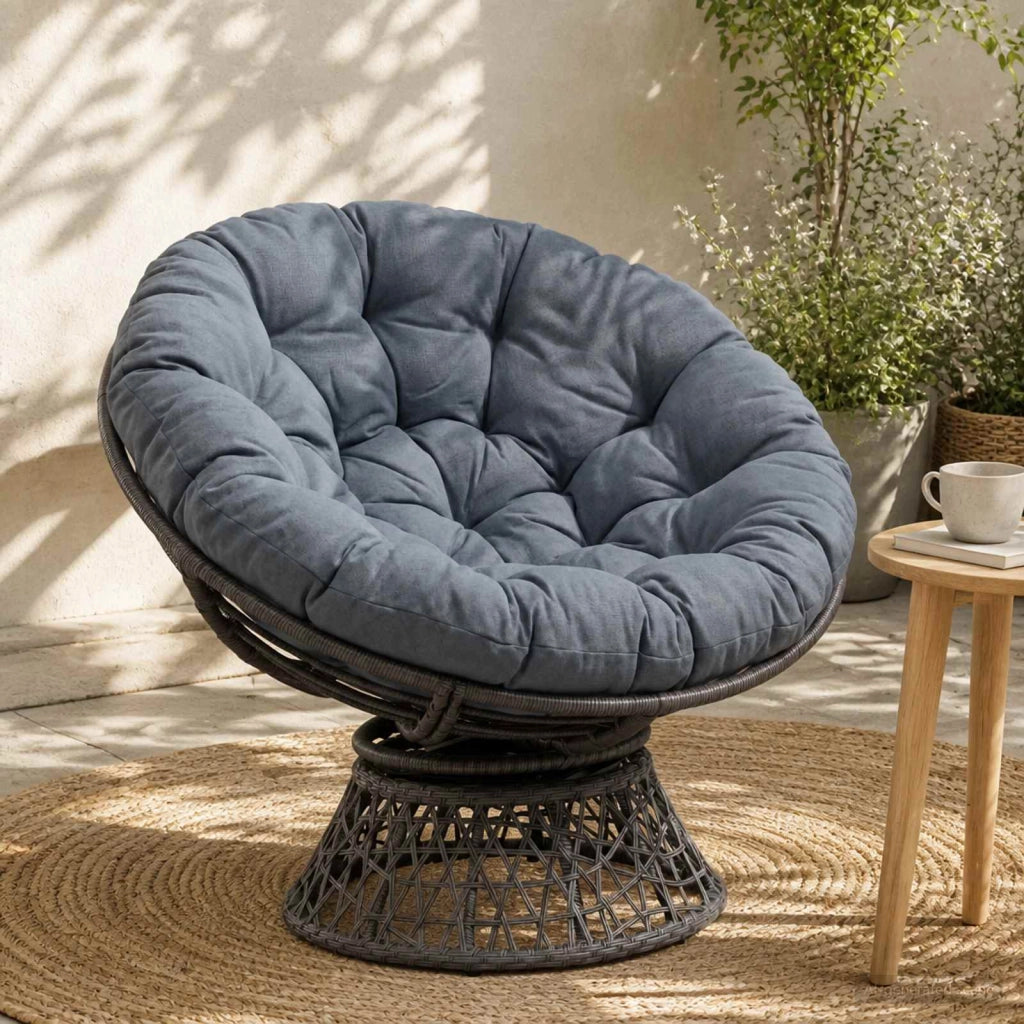Cuscino per Sedia Papasan VIANEN 100% Poliestere Blu 953979