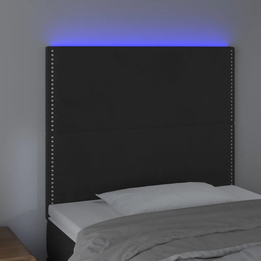 Testiera | Testata a LED Nera 100x5x118/128 cm in Velluto