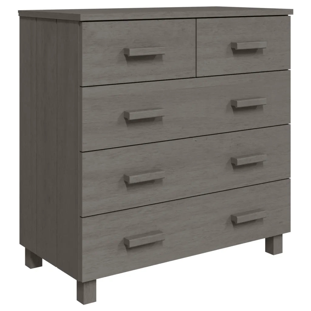 Credenza HAMAR Grigio Chiaro 79x40x80 cm Legno Massello di Pino 340423