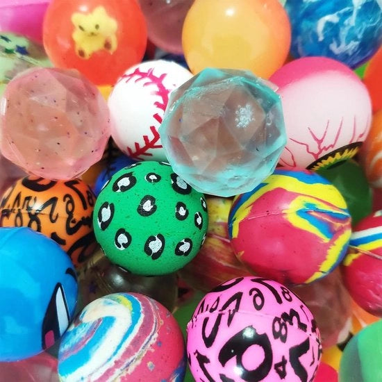 Balle di Gomma che Saltano - 40 Pezzi Colori Misti per Feste, Regali di Compleanno e Educazione (Colore)