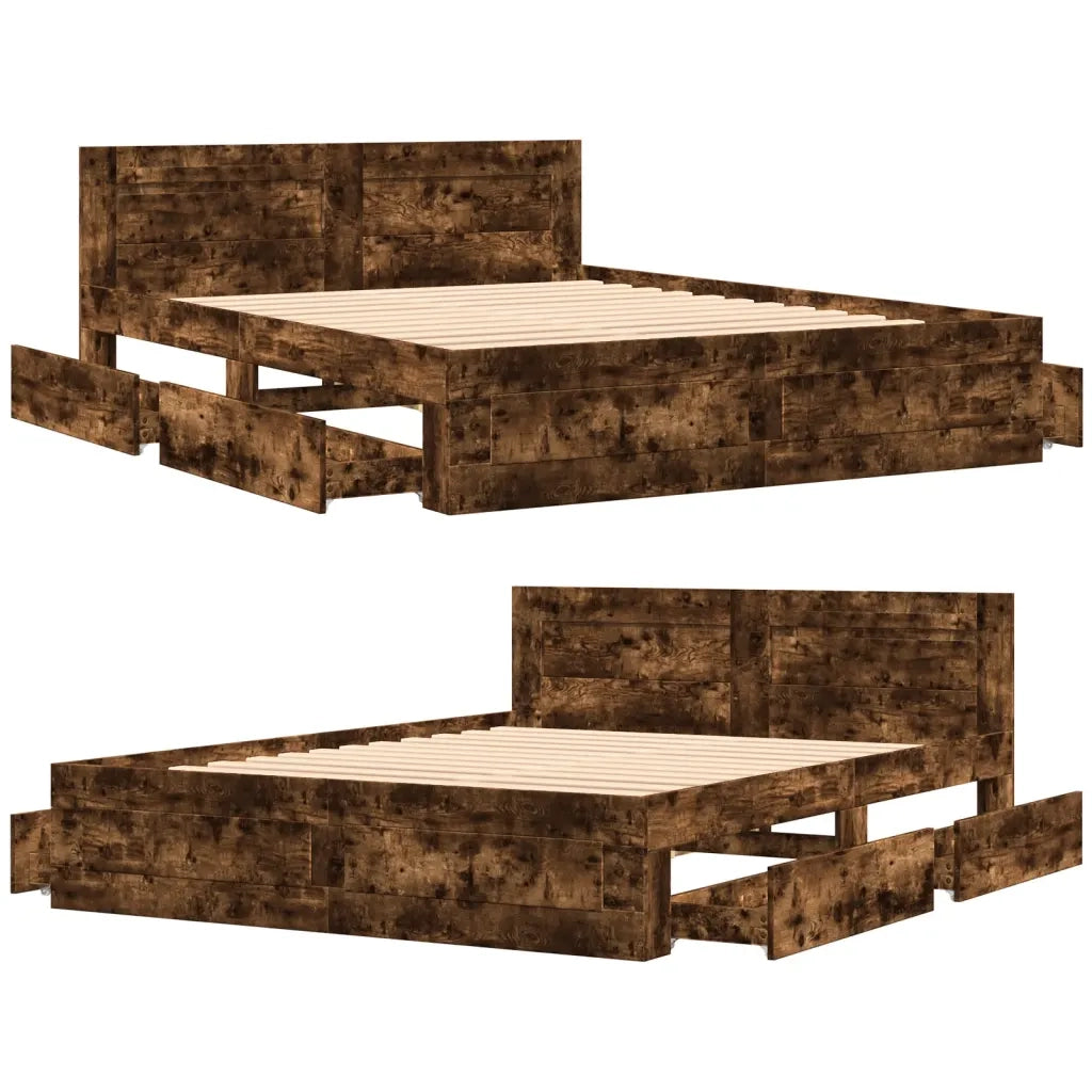 Giroletto con Testiera Rovere Fumo 160x200 cm Legno Multistrato