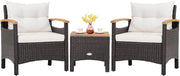 Set di 3 Pezzi di Mobili da Patio, 1 Tavolino e 2 Sedie, con Cuscino Rimovibile, Set di Divani in Rattan per Cortile Piscina Balcone e Patio