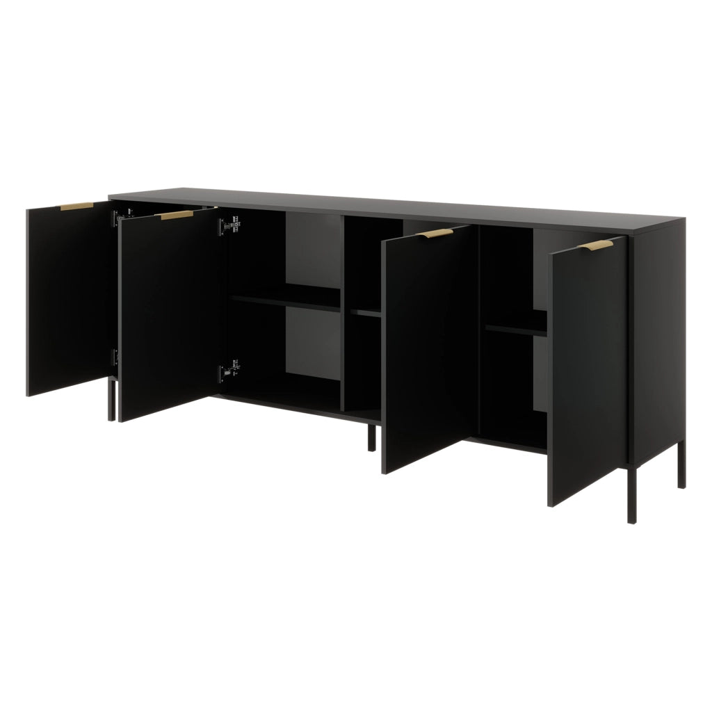 Madia Hamebati, Credenza 4 Ripiani, 203x40x81h cm Nero Antracite