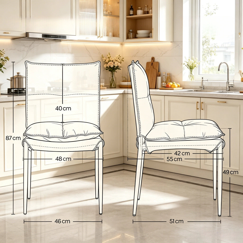 SEDIA da pranzo imbottita 48x55x87 cm nero/marrone Set da 2 pezzi