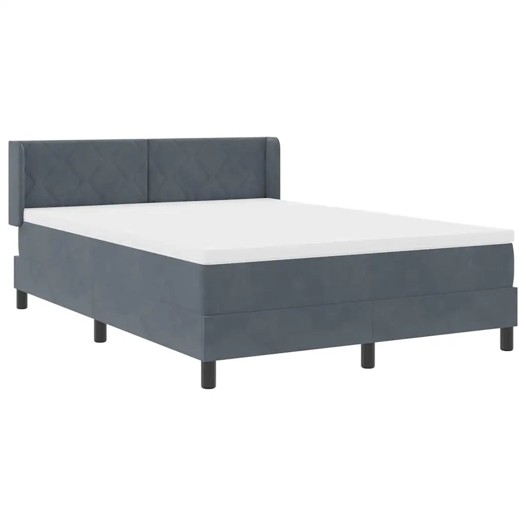 Letto a molle con testiera Grigio scuro 200 x 140 cm Velluto 3341523