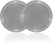 Onderzetters auto per due - 2 pezzi accessori auto universali - 2,75 pollici antiscivolo con cristalli diamantati spruzzati in silicone - con diamanti bianchi - per donne e signore