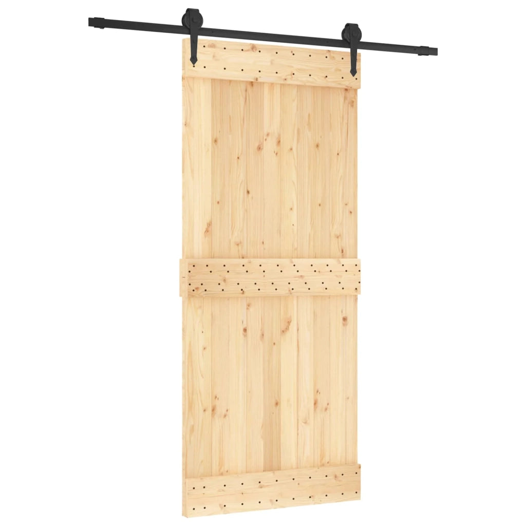 Porta scorrevole Naturale e Nero 90 x 210 cm 3445124