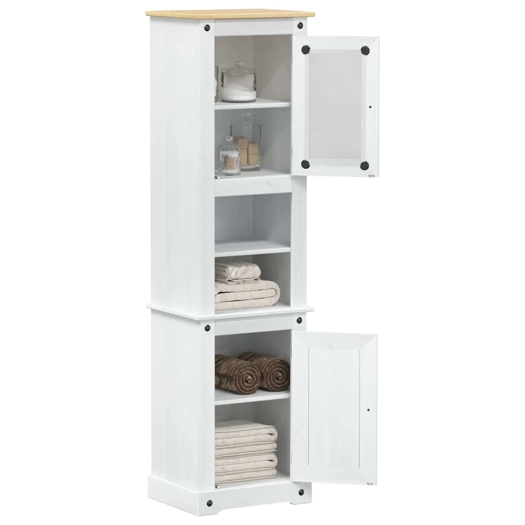 Mobile da Bagno con porta Bianco 50 x 40 x 185 cm Pino massello 42024958