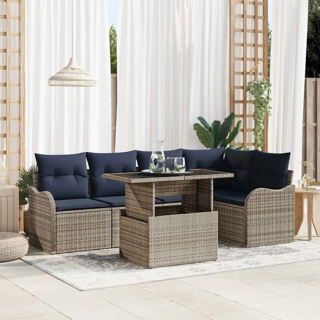 Set da pranzo 6 pz Grigio Poly Rattan 3348471