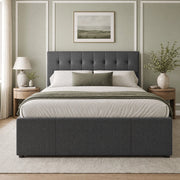 Letto imbottito 140x200 cm con letto estraibile e 3 cassetti